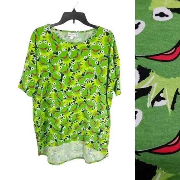 {LuLaRoe} X Disney "The Muppets" Kermit the Front Print Irma Tunic Top - Picture 1 of 10